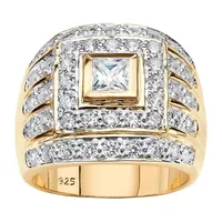 DiamonArt® Mens 3 CT. T.W. White Cubic Zirconia 14K Gold Over Silver Square Fashion Ring