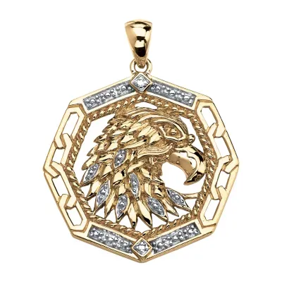 Eagle Mens Diamond Accent Natural White Diamond 18K Gold Over Silver Pendants