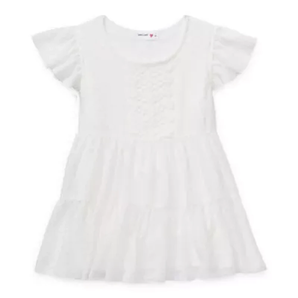 Beautees Big Girls Lace Trim Scoop Neck Short Sleeve Blouse