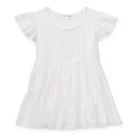 Beautees Big Girls Lace Trim Scoop Neck Short Sleeve Blouse