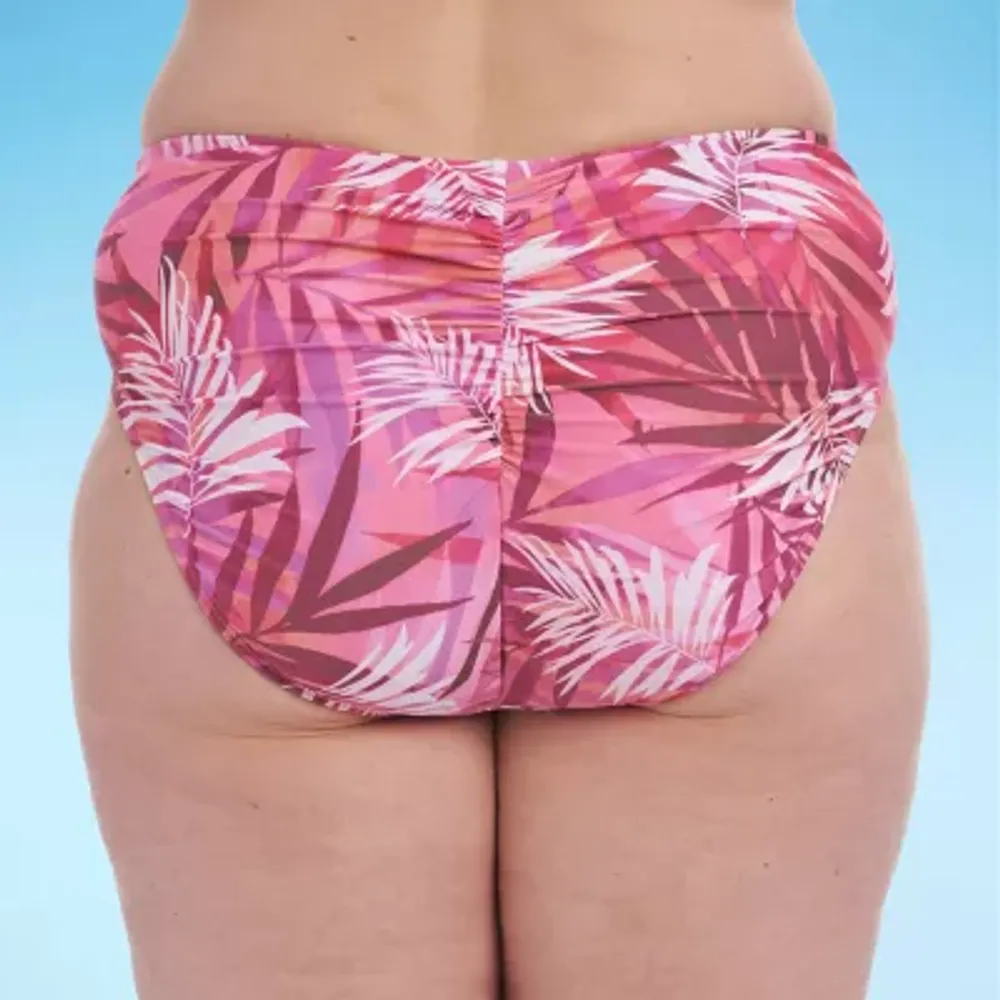 Decree Womens Leaf Hipster Bikini Swimsuit Bottom Plus