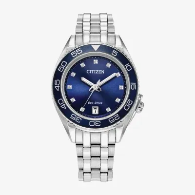 Citizen Sport Luxury Womens Diamond Accent Silver Tone Stainless Steel Bracelet Watch Fe6160-57l