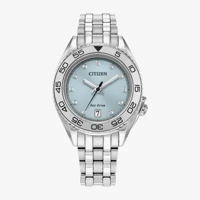 Citizen Sport Luxury Womens Diamond Accent Silver Tone Stainless Steel Bracelet Watch Fe6161-54l