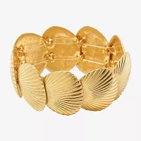 Bijoux Bar Gold Tone Shells 7.5 Inch Stretch Bracelet