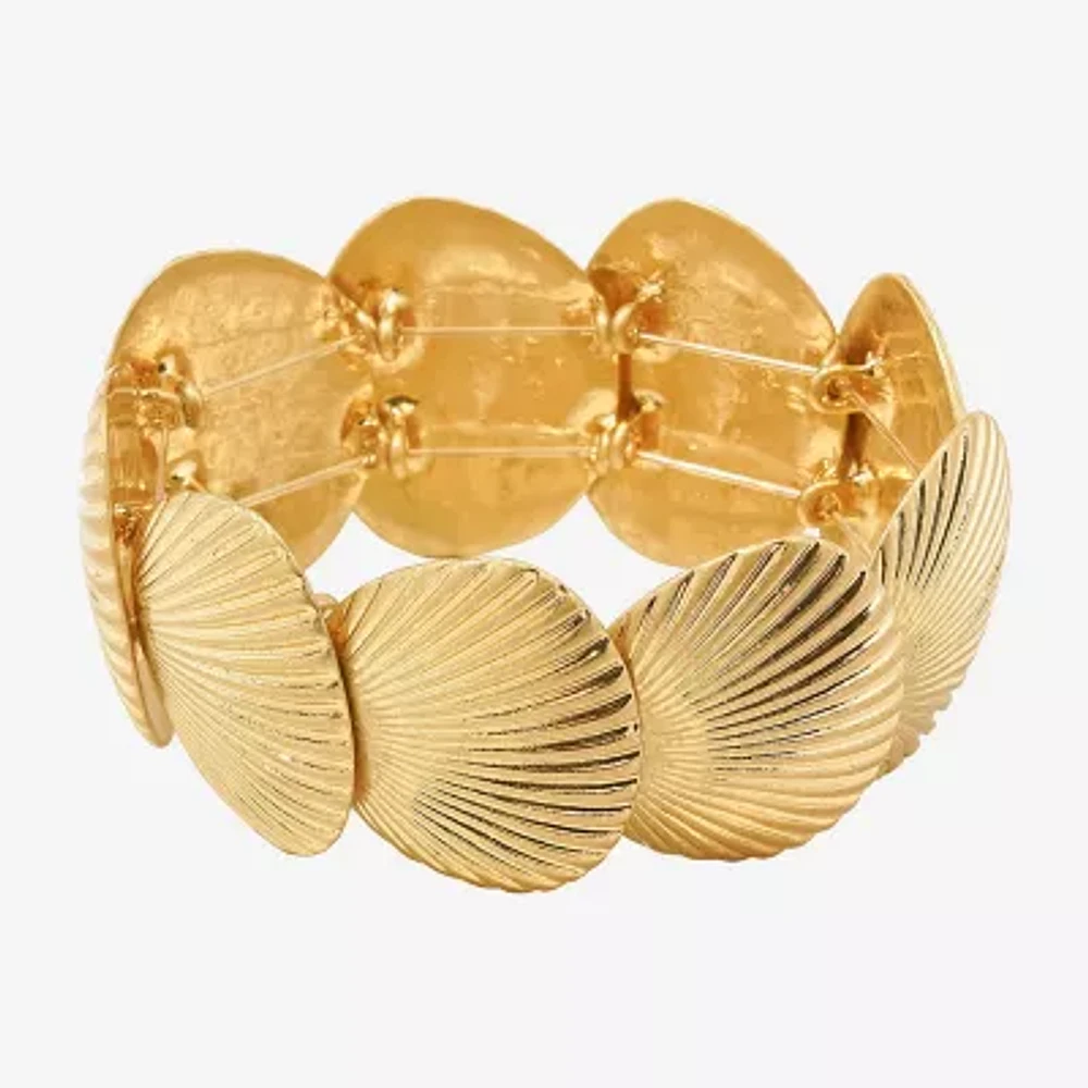 Bijoux Bar Gold Tone Shells 7.5 Inch Stretch Bracelet