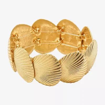 Bijoux Bar Gold Tone Shells 7.5 Inch Stretch Bracelet