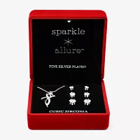 Sparkle Allure Light Up Box 4-pc. Cubic Zirconia Simulated Pearl Pure Silver Over Brass Cross Jewelry Set