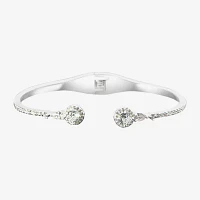 Sparkle Allure Pure Silver Over Brass Oval Round Bangle Bracelet