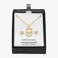 Sparkle Allure 2-pc. Cubic Zirconia 14K Gold Over Brass Heart Jewelry Set