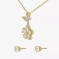 Sparkle Allure 2-pc. Cubic Zirconia 14K Gold Over Brass Butterfly Flower Jewelry Set