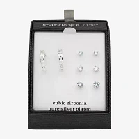 Sparkle Allure Womens Cubic Zirconia Round 4 Pair Earring Set