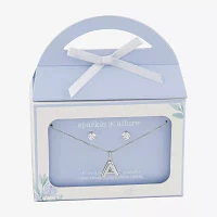 Sparkle Allure Initial Cubic Zirconia Silver Tone Pure Over Brass 2-pc. Jewelry Set