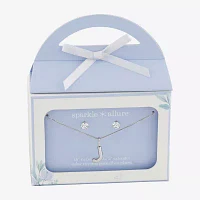 Sparkle Allure Initial 2-pc. Cubic Zirconia Pure Silver Over Brass Jewelry Set