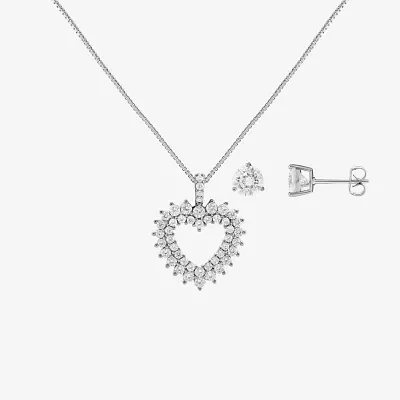 Sparkle Allure 2-pc. Cubic Zirconia Pure Silver Over Brass Heart Jewelry Set