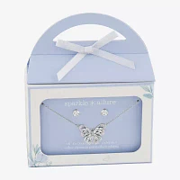 Sparkle Allure Cubic Zirconia Silver Tone Pure Silver Over Brass Butterfly 2-pc. Jewelry Set
