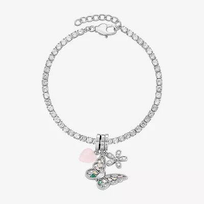 Sparkle Allure Cubic Zirconia Pure Silver Over Brass Butterfly Charm Bracelet