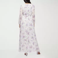 Premier Amour Womens Long Sleeve Floral Maxi Dress