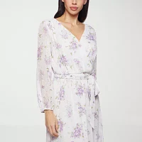 Premier Amour Womens Long Sleeve Floral Maxi Dress