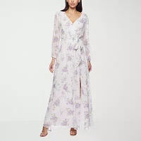 Premier Amour Womens Long Sleeve Floral Maxi Dress