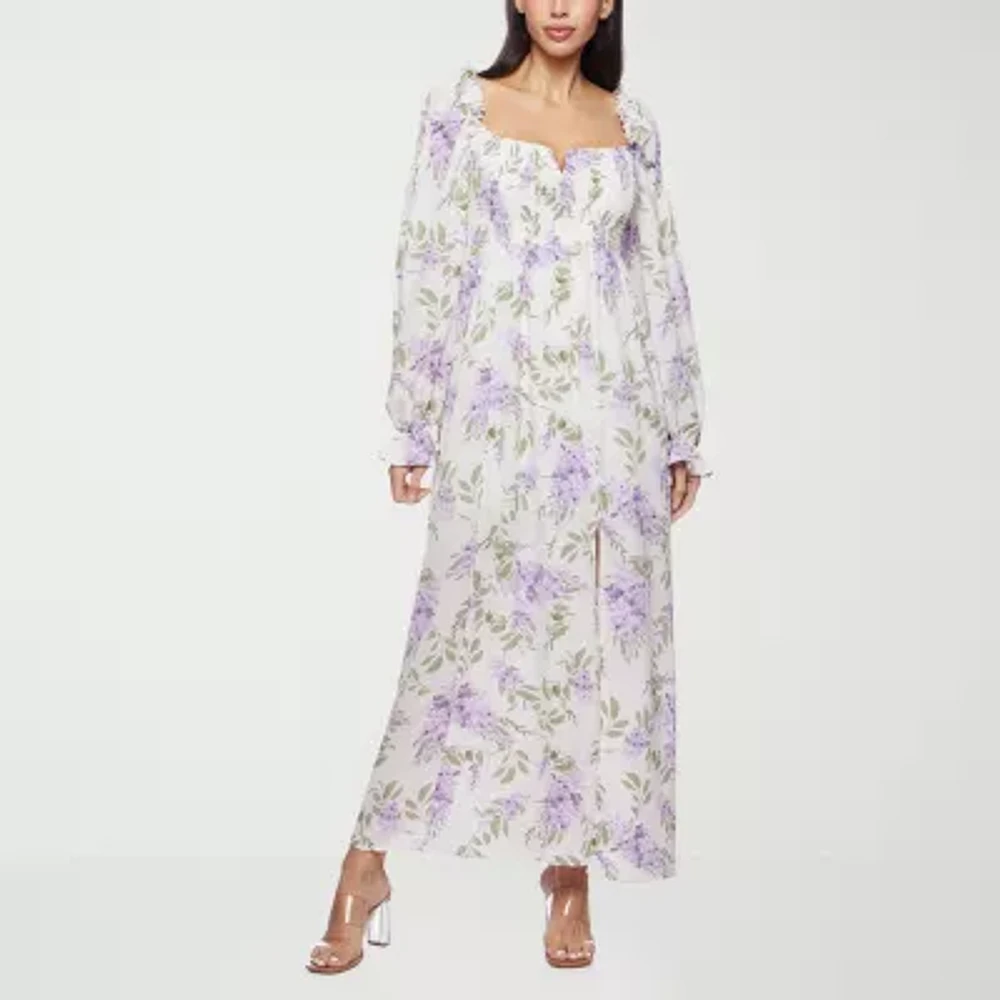 Premier Amour Womens Long Sleeve Floral Maxi Dress
