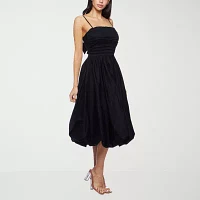 Premier Amour Womens Sleeveless Midi Fit + Flare Dress