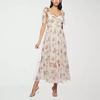 Premier Amour Womens Sleeveless Floral Midi Fit + Flare Dress