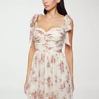 Premier Amour Womens Sleeveless Floral Midi Fit + Flare Dress