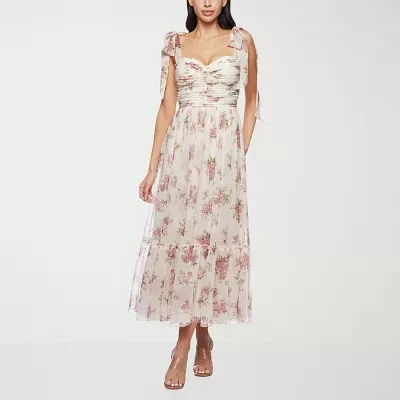 Premier Amour Womens Sleeveless Floral Midi Fit + Flare Dress