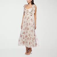Premier Amour Womens Sleeveless Floral Midi Fit + Flare Dress