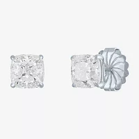 (H-I / Vs2-Si1) 4 CT. T.W. Lab Grown White Diamond 14K White Gold 7mm Cushion Stud Earrings