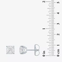 (H-I / Vs2-Si1) 4 CT. T.W. Lab Grown White Diamond 14K White Gold 7mm Cushion Stud Earrings