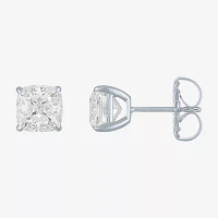 (H-I / Vs2-Si1) 4 CT. T.W. Lab Grown White Diamond 14K White Gold 7mm Cushion Stud Earrings