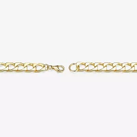 Mens 18K Gold Over Silver Sterling Silver 8 Inch Solid Link Round Id Bracelet