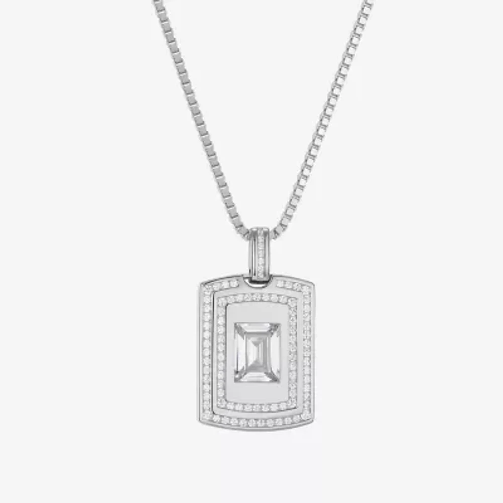 Mens 3/ CT. T.W. Cubic Zirconia Sterling Silver Round Pendant Necklaces