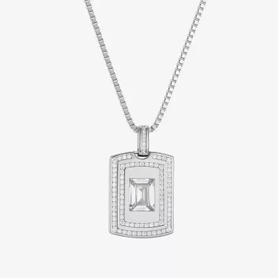 Mens 3/ CT. T.W. Cubic Zirconia Sterling Silver Round Pendant Necklaces