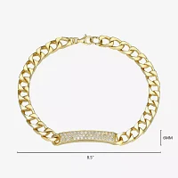 Mens 18K Gold Over Silver 8 1/2 Inch Solid Link Id Bracelet