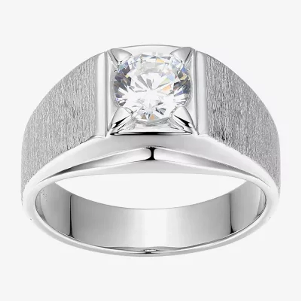 Mens 1 3/4 CT. T.W. Cubic Zirconia Sterling Silver Round Solitaire Fashion Ring