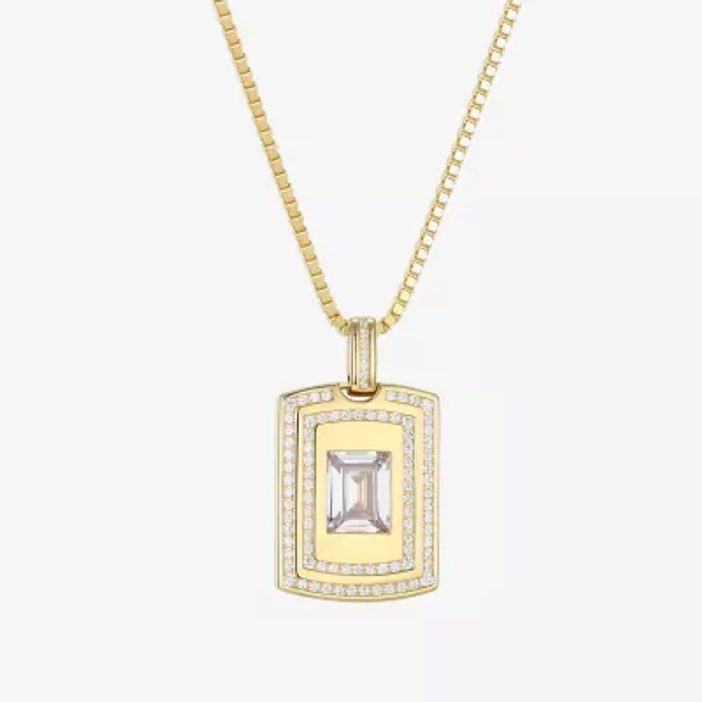 Mens 4 3/4 CT. T.W. Cubic Zirconia 18K Gold Over Silver Round 24 Inch Pendant Necklace