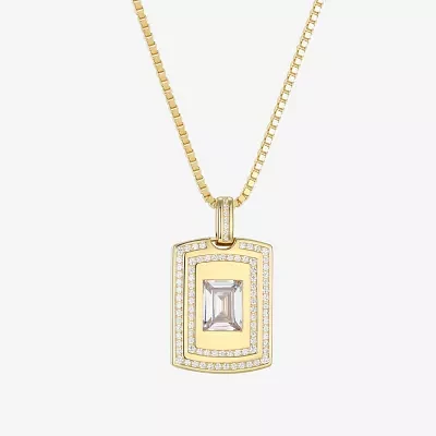 Mens 4 3/4 CT. T.W. Cubic Zirconia 18K Gold Over Silver Round 24 Inch Pendant Necklace