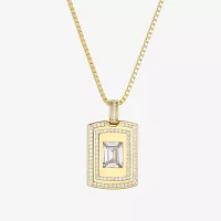 Mens 4 3/4 CT. T.W. Cubic Zirconia 18K Gold Over Silver Round 24 Inch Pendant Necklace