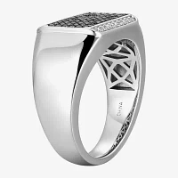 Mens 1 1/5 CT. T.W. Simulated Cubic Zirconia Sterling Silver Round Fashion Ring