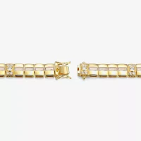 18K Gold Over Silver 8 1/2 Inch Solid Link Round Link Bracelet