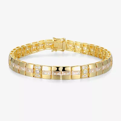 18K Gold Over Silver 8 1/2 Inch Solid Link Round Link Bracelet