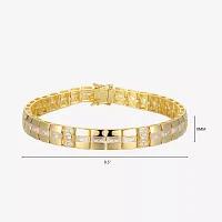 18K Gold Over Silver 8 1/2 Inch Solid Link Round Link Bracelet