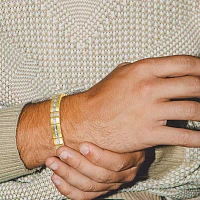 18K Gold Over Silver 8 1/2 Inch Solid Link Round Link Bracelet