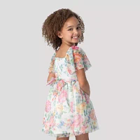 Rare Editions Little & Big Girls Short Sleeve Flutter Fit + Flare Dress