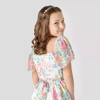 Rare Editions Little & Big Girls Short Sleeve Flutter Fit + Flare Dress