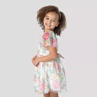 Rare Editions Little & Big Girls Short Sleeve Flutter Fit + Flare Dress