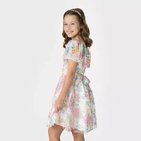 Rare Editions Little & Big Girls Short Sleeve Flutter Fit + Flare Dress