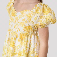 Rare Editions Big Girls Short Sleeve Puffed Babydoll Dress